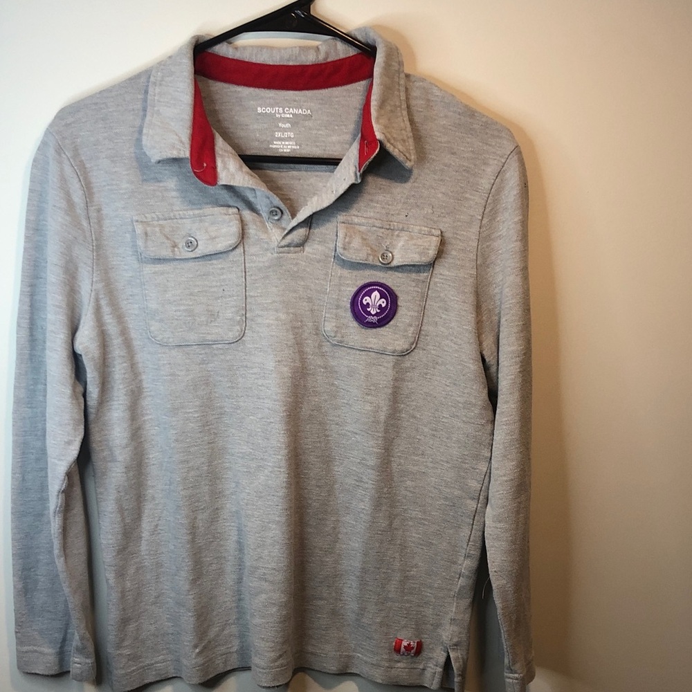 Gray Long Sleeve Polo Shirt